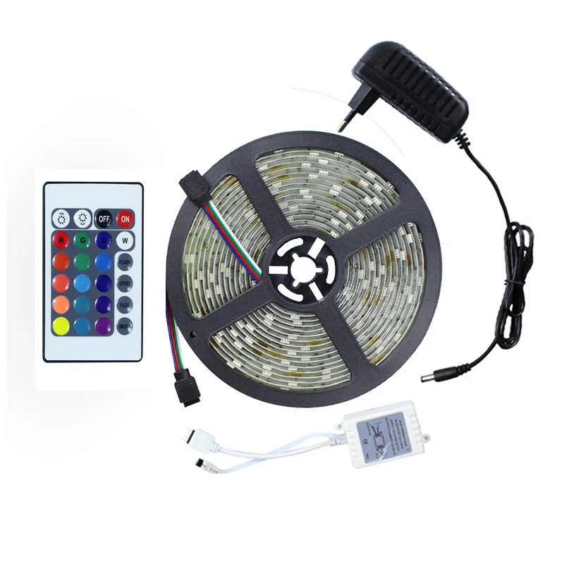 IP65 Водонепроницаемый RGB светодиодный полосы светильник 5 м SMD 5050 150 s/рулон лента + 24