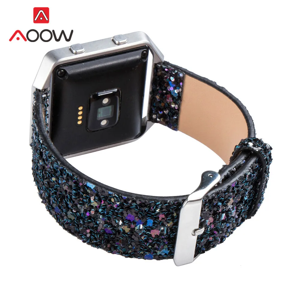 Блестящий кожаный ремешок для часов Fitbit Blaze Shinny цвета: золотистый, серебристый, сменный Браслет, ремешок для часов, рождественский подарок