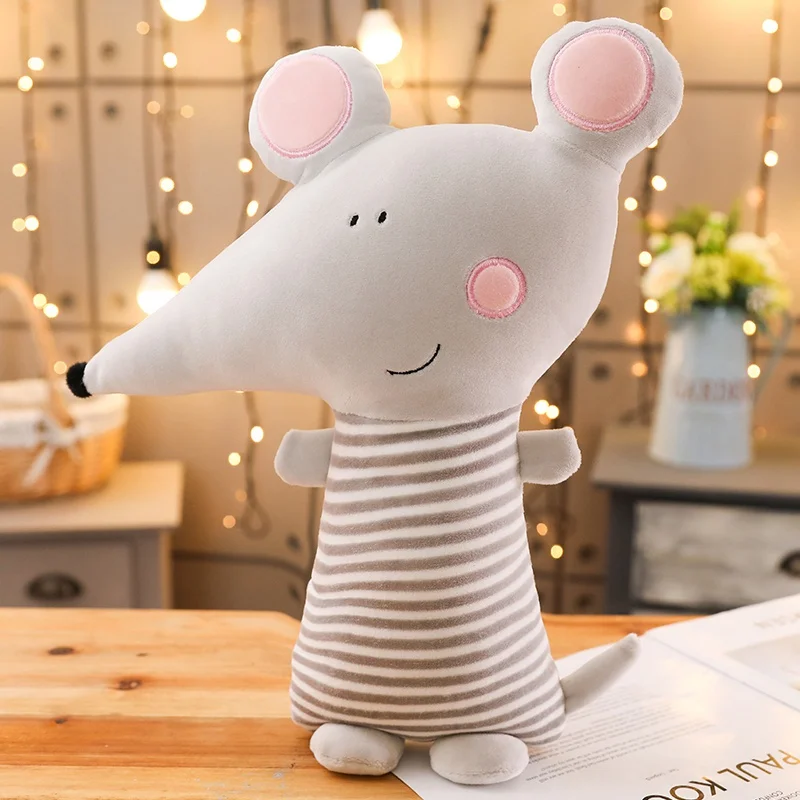 Gray 1 шт. 35 см Kawaii мышь носорог Лиса плюшевые игрушки мягкие животные Подушка Рождественский подарок для детей милые подарки на день Святого Валентина - Color: Gray