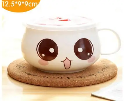 Cute Милые Мультяшные миски фарфоровая чаша рамен керамическая суповой салатный контейнер для посуды керамические миски с крышкой - Цвет: Cute