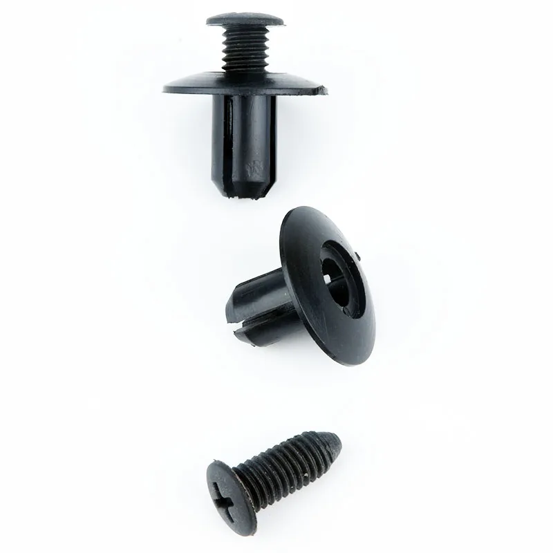 

xiaobaishu 100PCS 8mm Hole Universal Car Fastener Nylon Bumper Fender Fixed Clamp Expansion Screw Threaded Nail Interior Clips