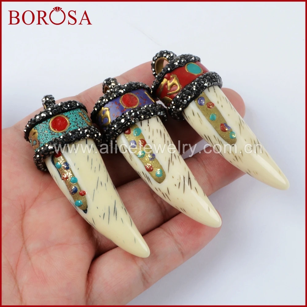 BOROSA Новый 6 шт горный хрусталь проложенный инкрустацией латунь подвеска в виде