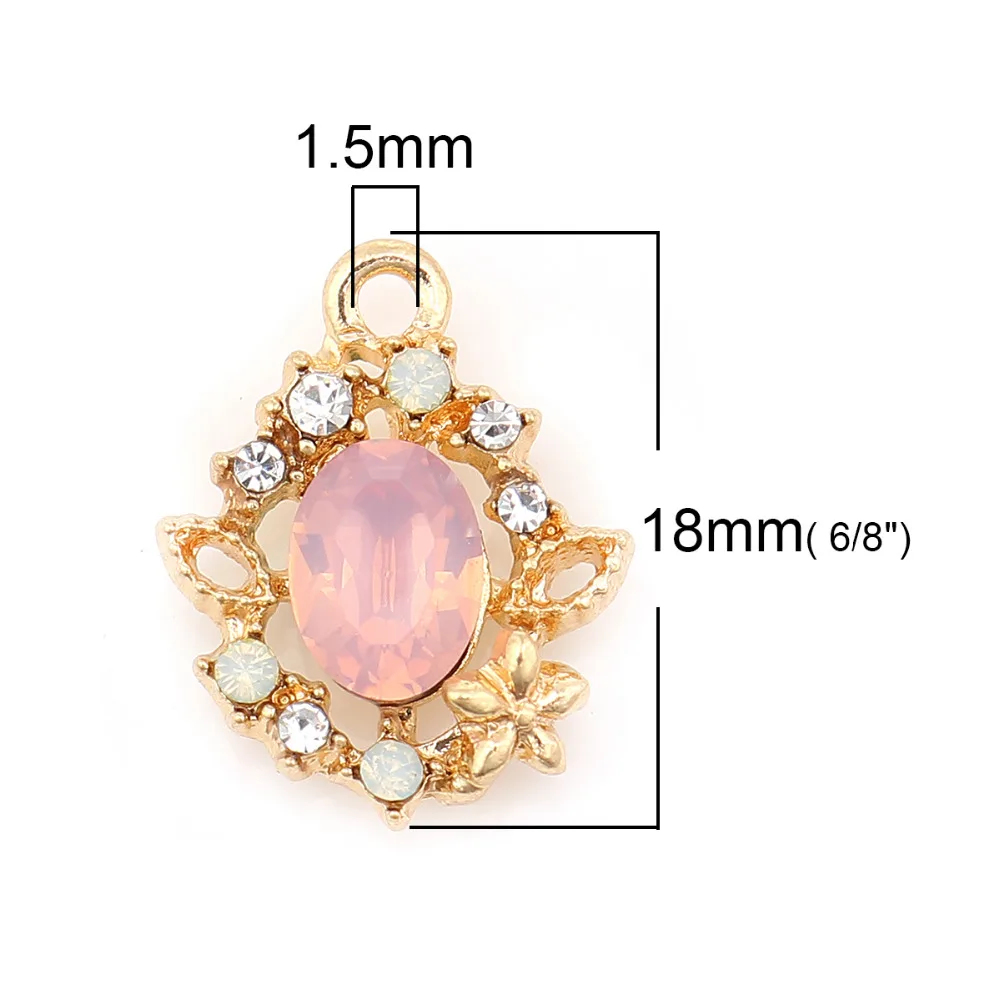 DoreenBeads модные подвески из сплавов на основе цинка Овальные золотые с цветами