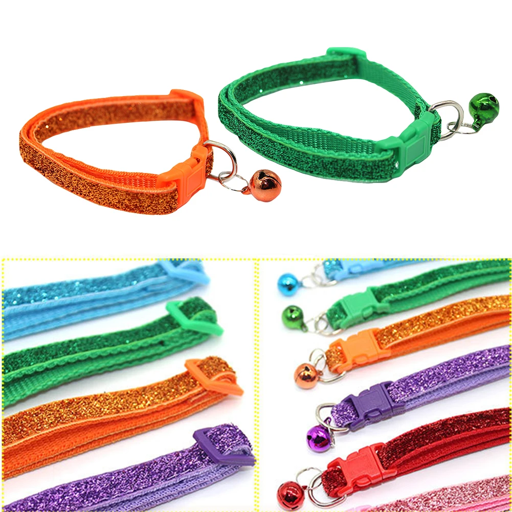 Животное ошейник блестящие пайетки животное Cat Quick Release Пряжка Цепочки и ожерелья