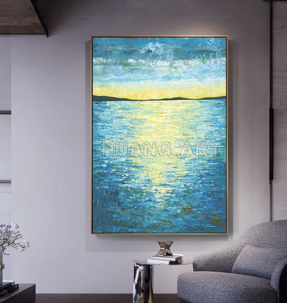 Профессиональный художник ручная роспись рассвет морской пейзаж картина маслом