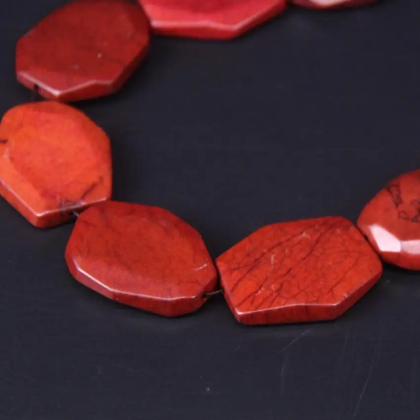 11-13pcs/strand Faceted Turquoises Slab Bead Pendants Orange Howlite,Cut Magnesite Stone Slice Nugget Loose Beads Jewelry Making