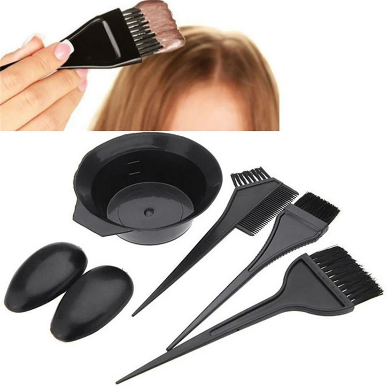 5pcs/Set Hair Color Dye Bowl Comb Brushes Tool Kit Set Tint Coloring Brush Twin High Quality Headed | Красота и здоровье