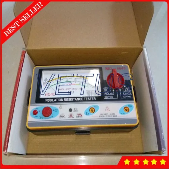 TY6045 Электрический измеритель сопротивления указки 1000V 500V 250V 100V Аналоговый тестер