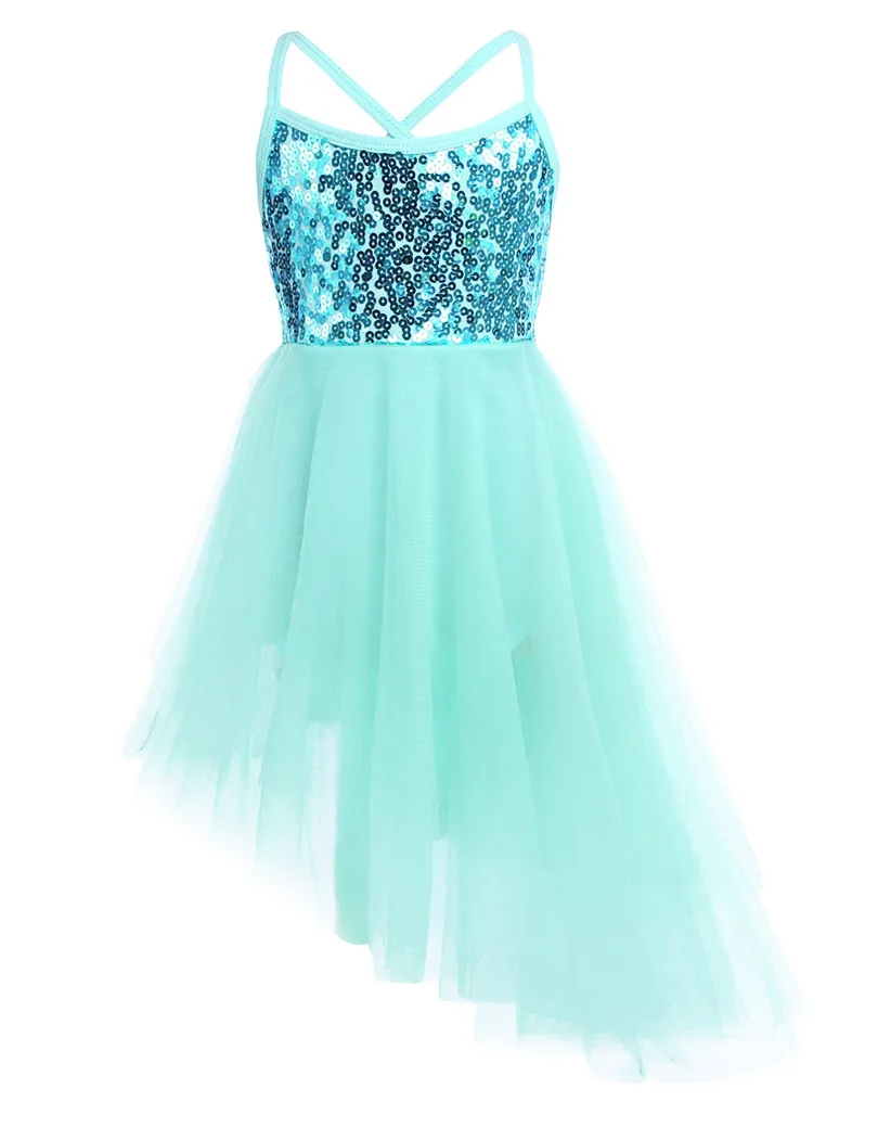 Mint Green Новое поступление, балетное платье мятно-зеленого цвета для маленьких девочек балетные и гимнастические трико без рукавов с блестками, платье для сцены - Цвет: Mint Green