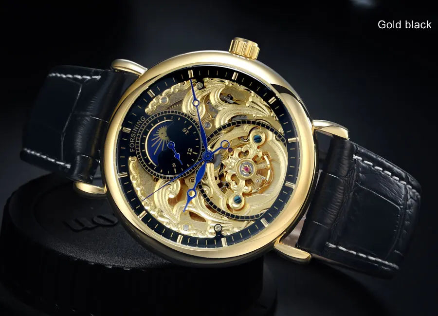 FORSINING мужские часы Топ бренд класса люкс Tourbillon часы с скелетом мужские спортивные кожаный браслет автоматические механические наручные часы
