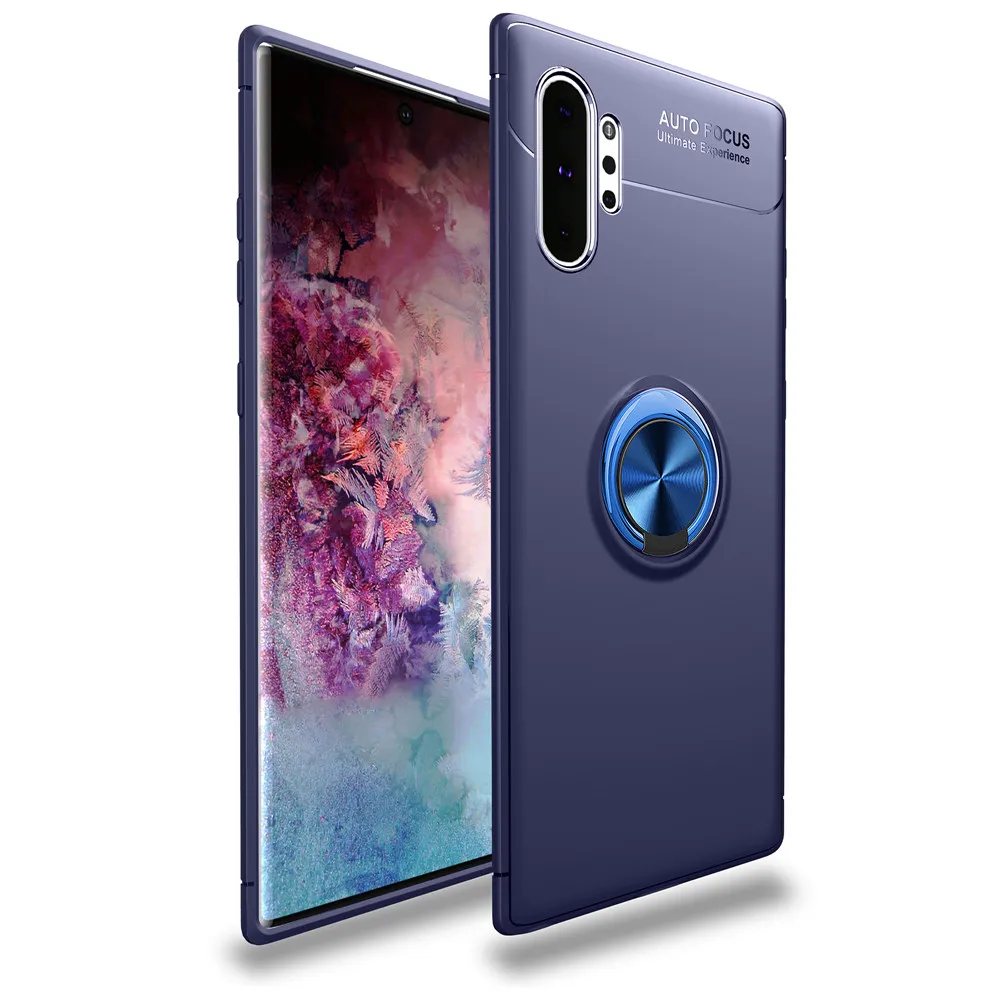 Blue-Blue Чехол для телефона для samsung Galaxy Note 10 Plus Pro 5G чехол Роскошный магнитное кольцо мягкое силиконовое покрытие для Galaxy A70S A50S A30S чехол - Цвет: Blue-Blue