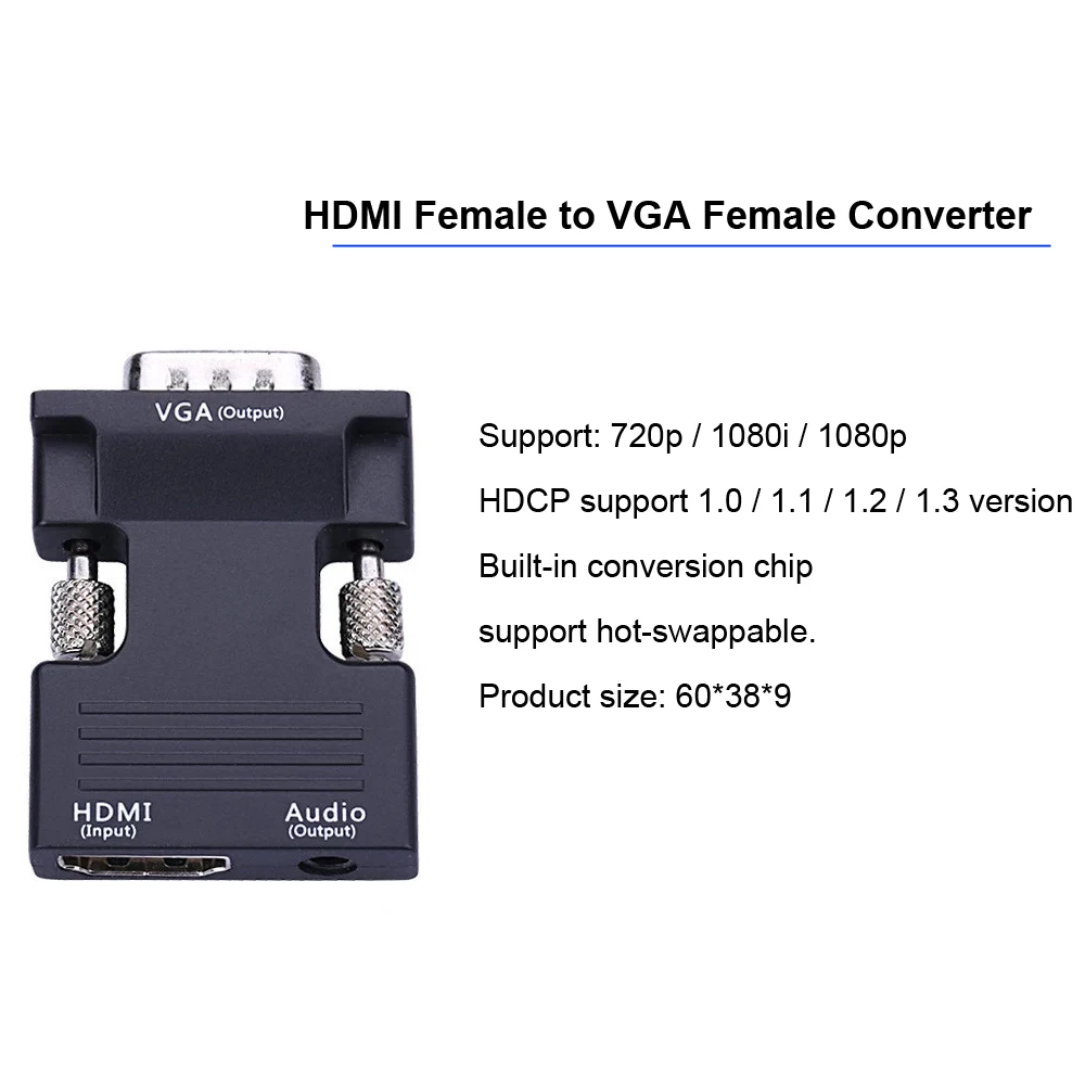 Переходник Digizulu 1080P HDMI/VGA цифровой преобразователь аналоговые аудио и видео для