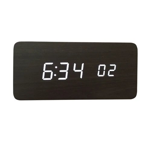 black-board white Звуковое управление будильники Деревянные Часы светодиодный дисплей деревянные часы с календарем/секунда цифровые часы - Цвет: black-board white