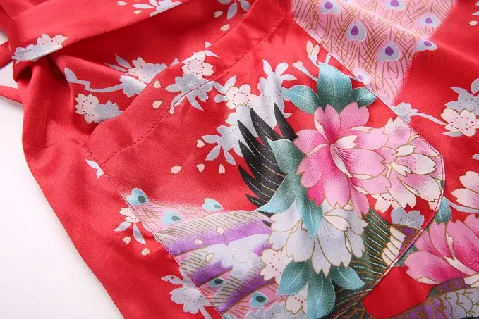 Красное Новое поступление женское шелковое атласное кимоно юката свадебное