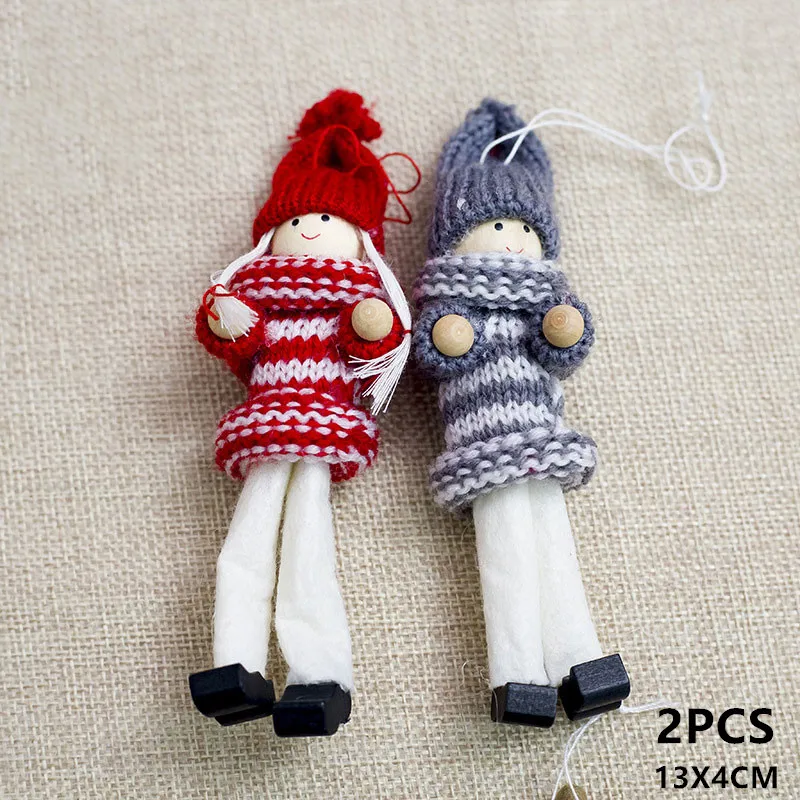 23-2pieces Mixed Год Noel Рождественские куклы Ангел подвеска с Санта-Клаусом украшения Рождественская елка украшения для дома дети натальный подарок ремесло - Цвет: 23-2pieces Mixed