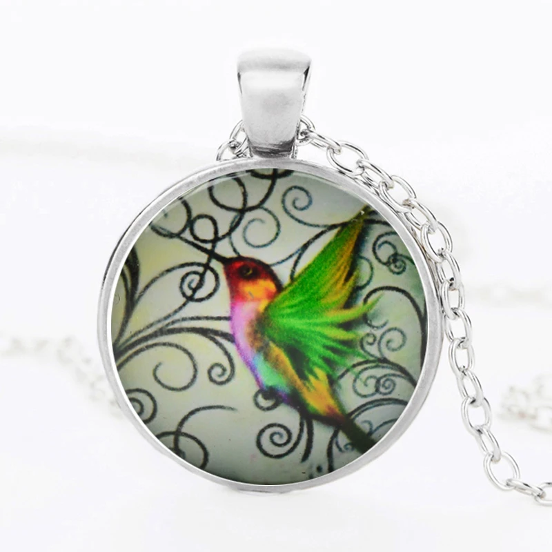 Suteyi женское модное ожерелье стеклянное ожерелье птица Робин синий Colibri NHummingbird плитка стеклянный кулон