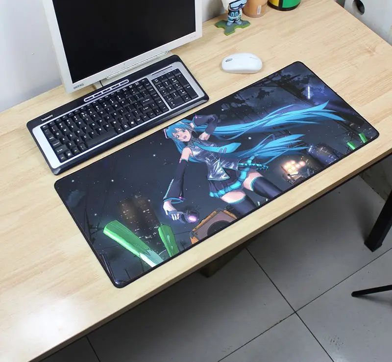 Хацунэ Мику коврик для мыши lockrand 700x300 мм игровой коврик для мыши геймер Коврик для мыши Аниме-пэд клавиатура компьютерная мышь милые игровые коврики