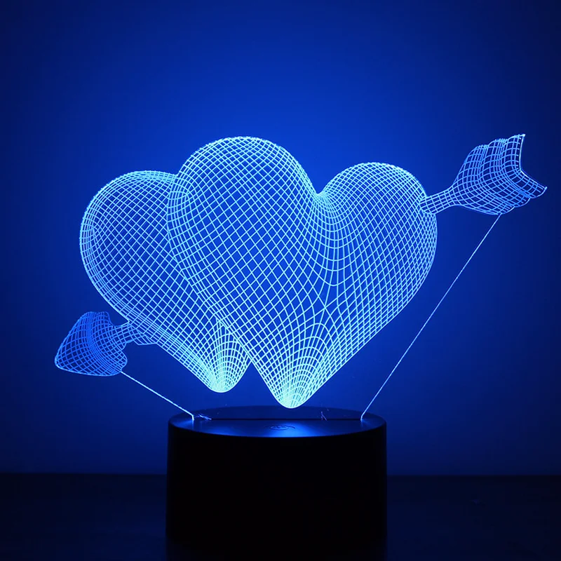 Амур стрелка через сердце 3D Holograma USB Luzde светодиодный потолочный светильник для
