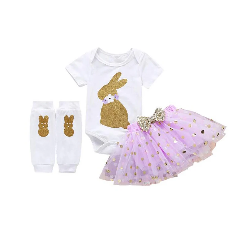 3 шт./комплект хлопковое боди с принтом кролика и юбка пачка|Комплекты одежды| |