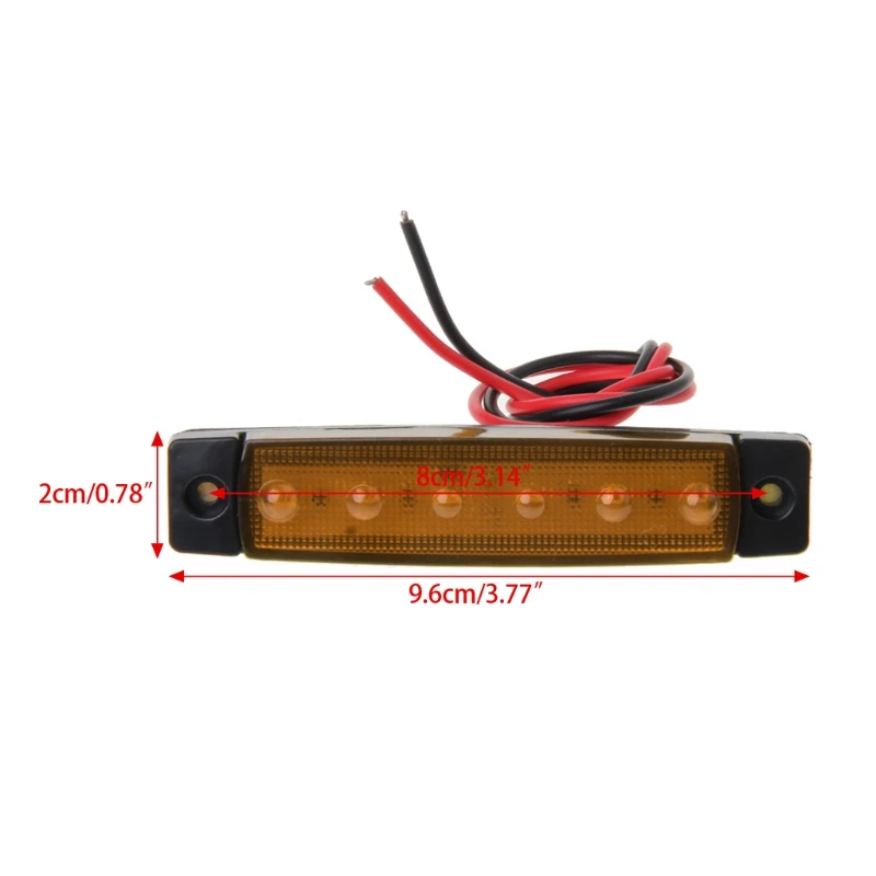 

1 Pair DC 24V Side Marker Light Lamp 6 LED Bus Van Truck Lorry Trailer Indicator
