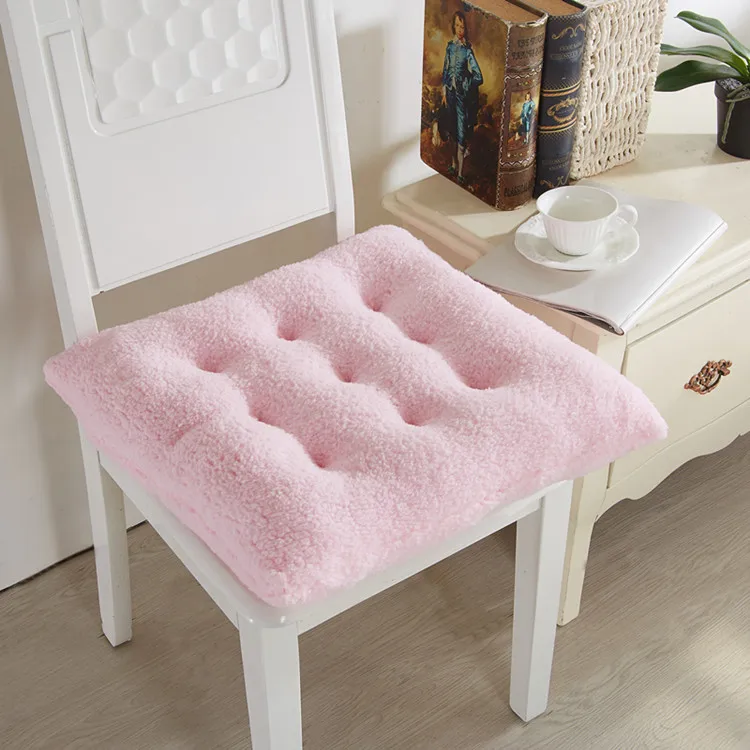 pink Утолщенная Подушка сиденья теплое кашемировое мягкая подушка на стул зимний стул для офиса, бара подушки удобные зимние тапочки подушки 1 шт - Цвет: pink