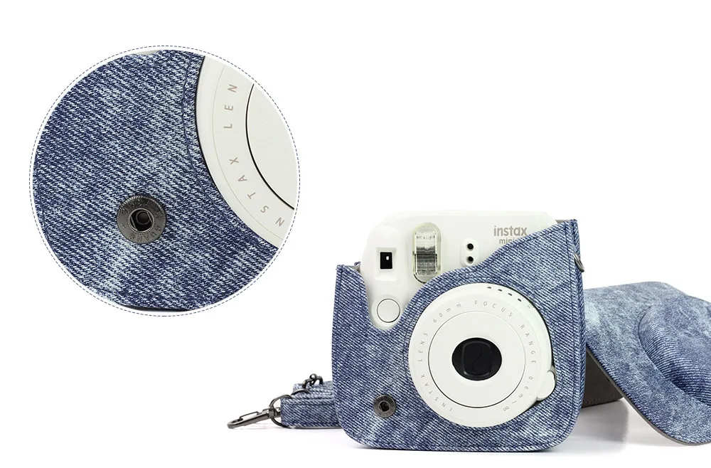 PU кожаный мгновенный плечевой ремень для камеры заклепки джинсов Fujifilm Instax Mini 8 + 9