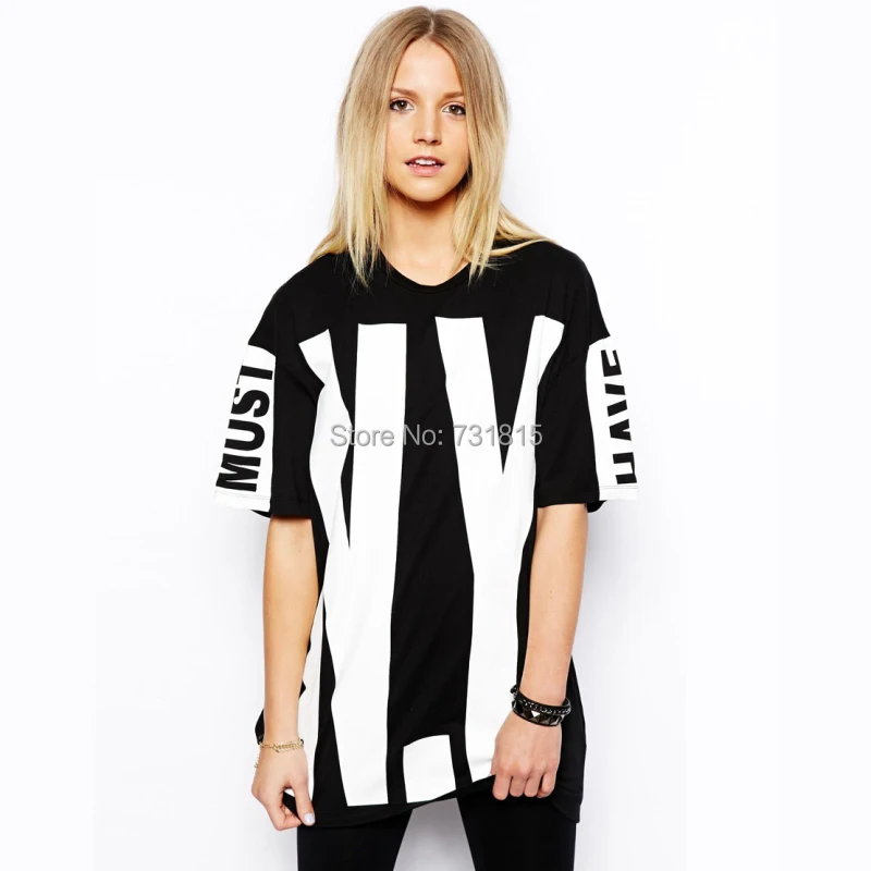 Plus Size XXXL New 2014 Fashion Letter Print T Shirt Women Clothing Punk Crop Top Loose Shirts Half Sleeve Casual ShirtHot|Футболки| |