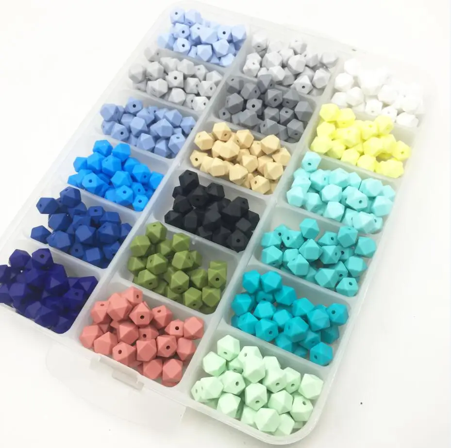 boys color-NO BOX Новинка, силиконовые бусины, геометрические карамельные цвета, 100 шт, детский прорезыватель, мини Шестигранник, ожерелье, подвеска, сделай сам, браслет для кормления, бисер для детей - Цвет: boys color-NO BOX