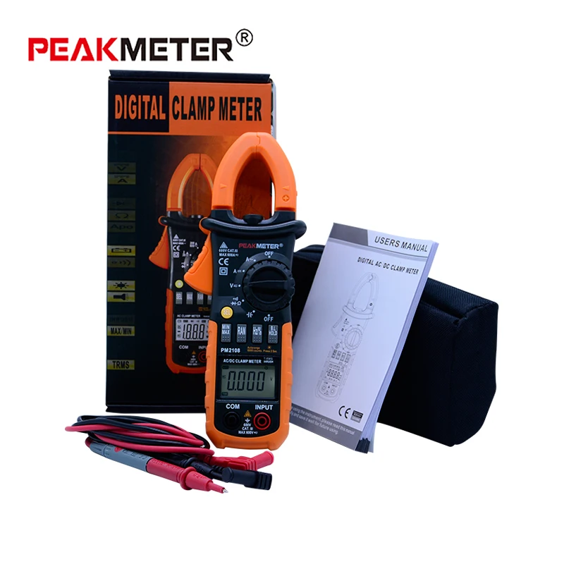 PEAKMETER PM2108A/PM2108 цифровой клещи ac dc мини мультиметр true rms с функцией автоматического отключения питания - Цвет: PM2108-with box