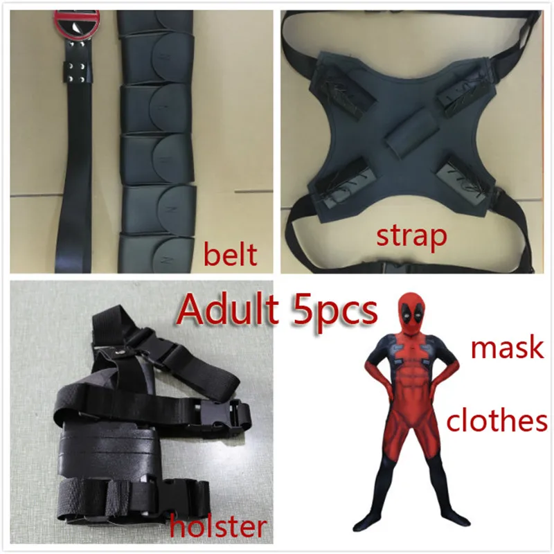 Adult 5 pcs Ainclu Горячая Хэллоуин косплей полный тело Дэдпул 2 костюм Взрослый Цифровой принт костюм из лайкры дети взрослые Дэдпул Косплей зентай - Цвет: Adult 5 pcs