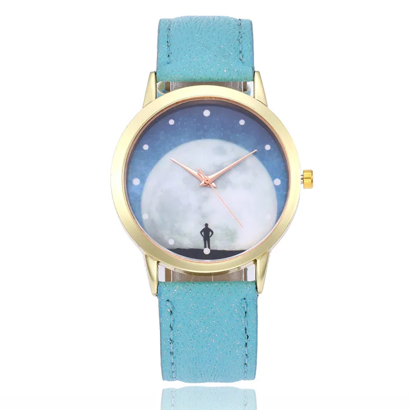 FUNIQUE 2018 Women Watches White Moon Print Leather Small Round Dial Quartz Hours Reloj Mujer Bracelet For Wrist Watch | Наручные часы