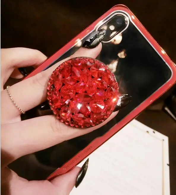 Модный Роскошный чехол со стразами для телефона iPhone Xs 6 7 8 plus кронштейн прозрачный
