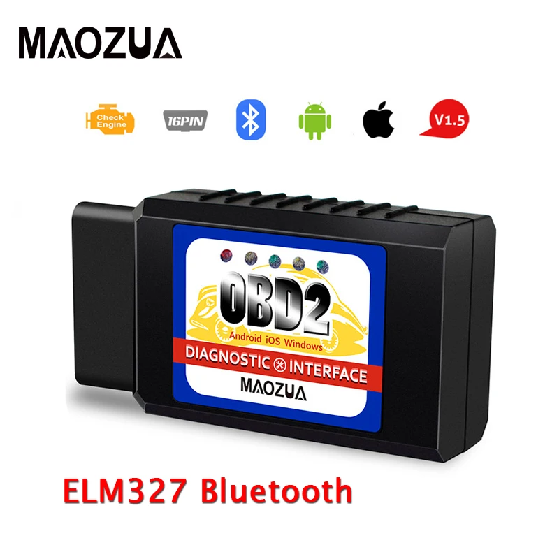 Считыватель кодов Maozua OBD2 ELM327 Bluetooth V1.5 для iPhone Android OBDII сканер автомобиля OBD 2 ELM 327 в 1