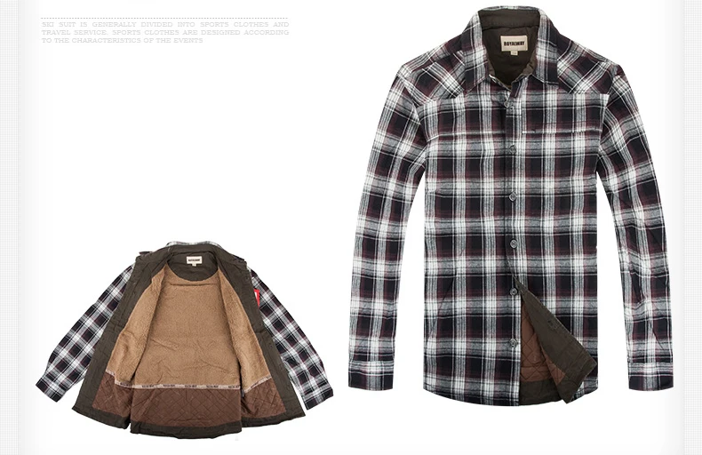 ROYALWAY Brand Camping Hiking Shirts Men With Fleeces Fishing Super Thermal Winter Good Quality#RTM1461D