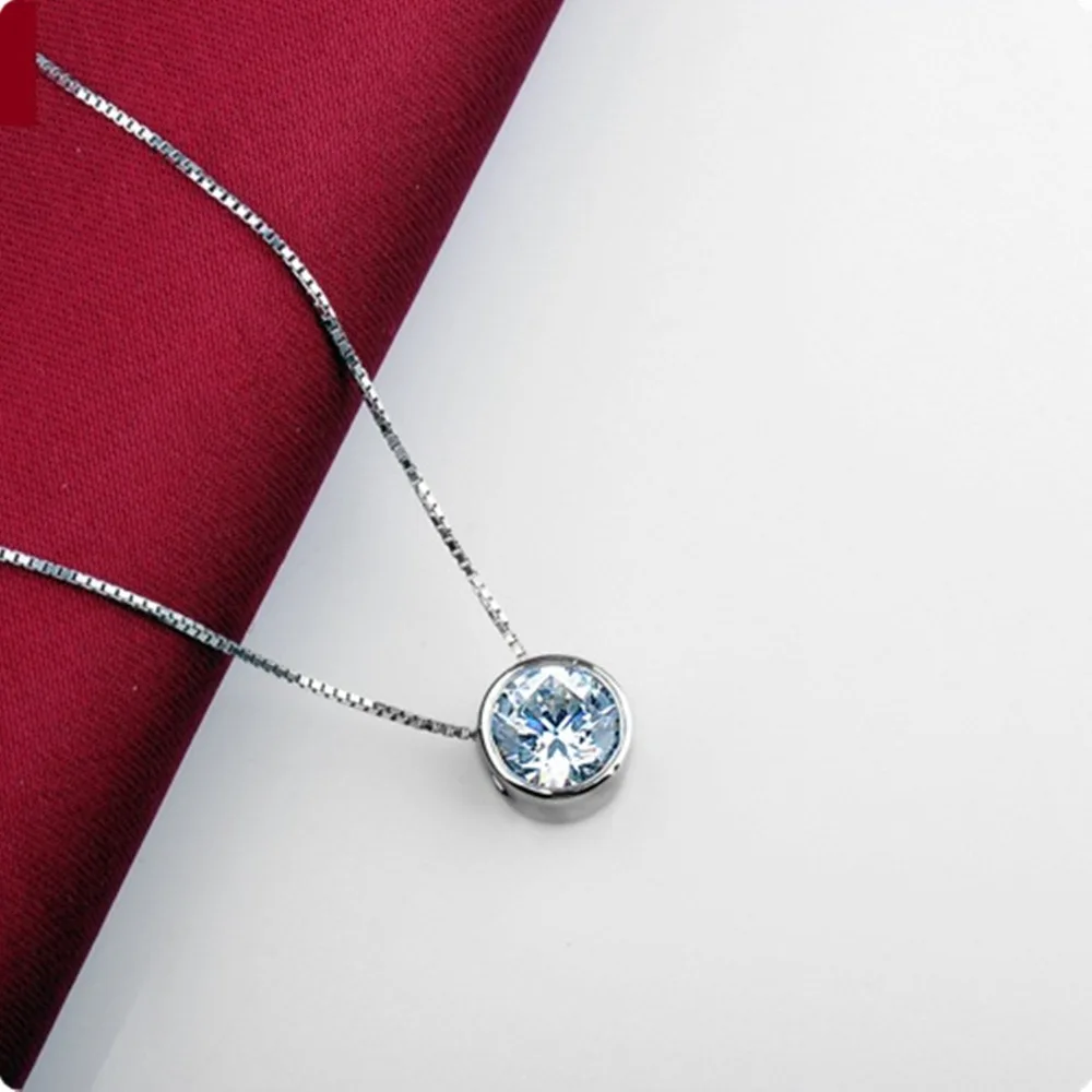 Блестящее ожерелье с бриллиантом 2 карата 8 мм|Подвески| |