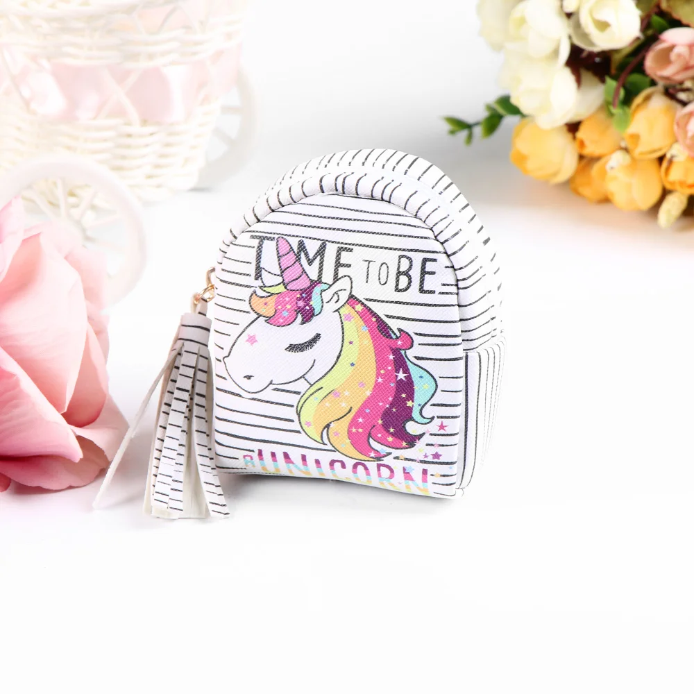Kawaii/Кошелек для монет в виде единорога и животного, Женский мини-кошелек из искусственной кожи, сумка для ключей с кисточками на молнии, сумка-Органайзер для хранения, лучший подарок для девочки