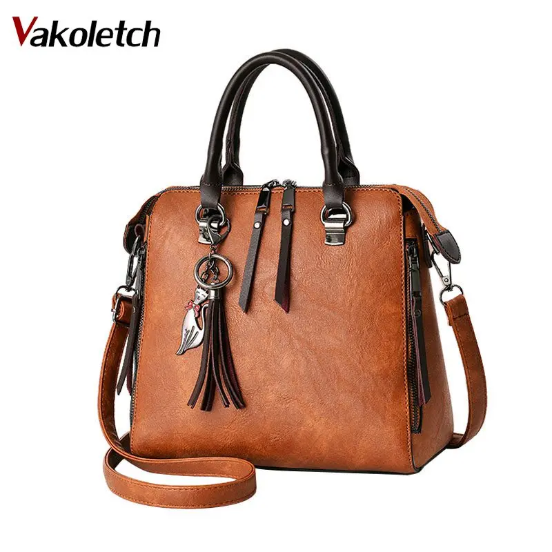 

2022 Fashion Tassel Women Shoulder Bags Large Capacity Casual Leather Women Handbag Rivet Zipper Crossbody Bags for Women KL184