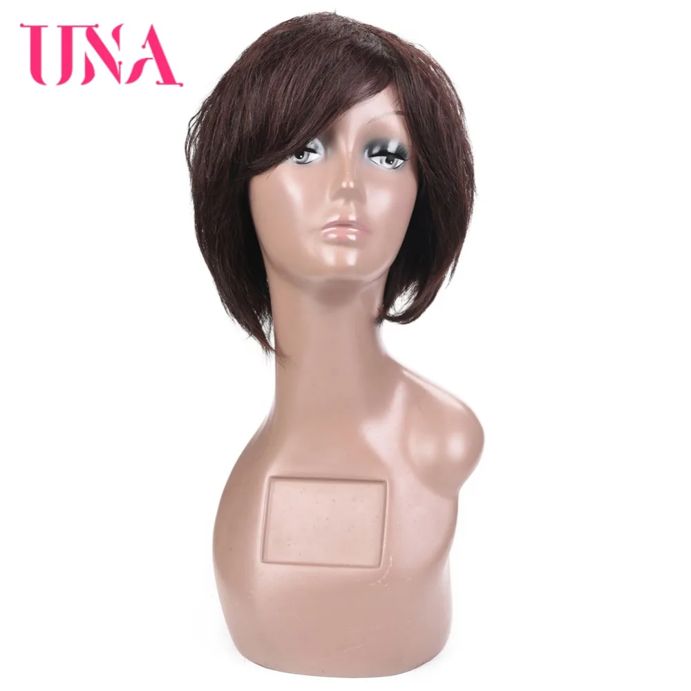 UNA Short Bob Wigs Brazilian Straight Hair Wigs Non Remy Brazilian Hair Wigs 120% High Density Short Human Hair Wigs For Women