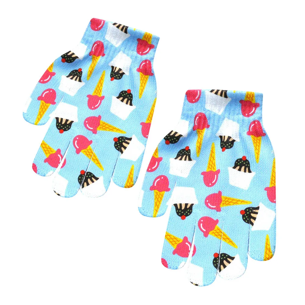 Детские перчатки зимние теплые вязаные милые с объемным животным принтом