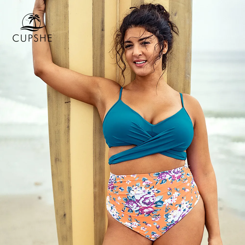CUPSHE бикини на шнуровке голубого цвета размера плюс женские купальники из двух