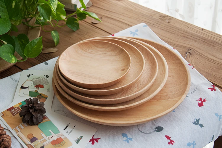 Бесплатная доставка Скандинавская японская резиновая деревянная тарелка для