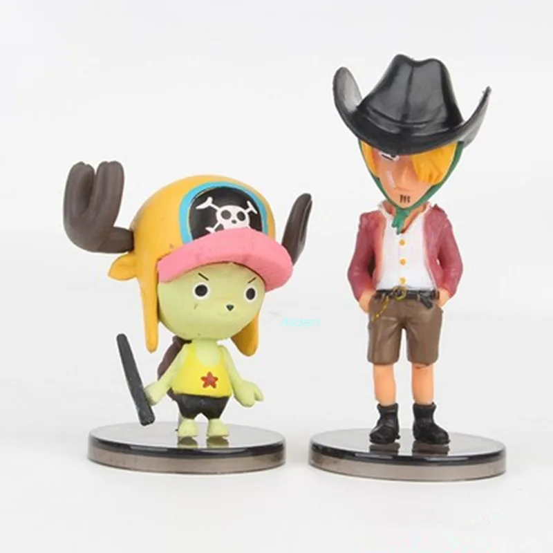 ONE PIECE Q Version 6Pcs/set Monkey D. Luffy Franky Roronoa Zoro Brook Tony Chopper PVC Action Figure Toy OPP Gift 8CM Z770 | Игрушки и