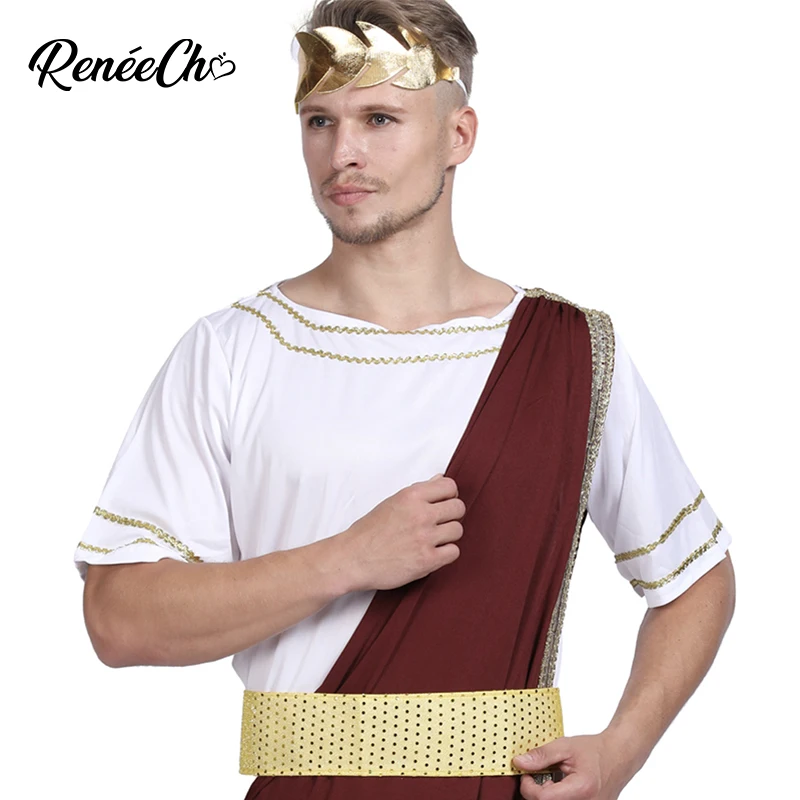 Костюм на Хэллоуин Reneecho для мужчин дешевый костюм могучих взрослых Цезаря