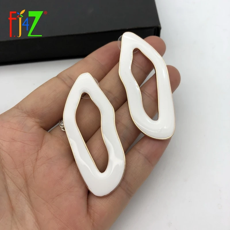 F. J4Z, женские прекрасные серьги, мода Nova Za, дизайнерские серьги, белая эмаль, неправильной формы, большие серьги, Aretes mujer