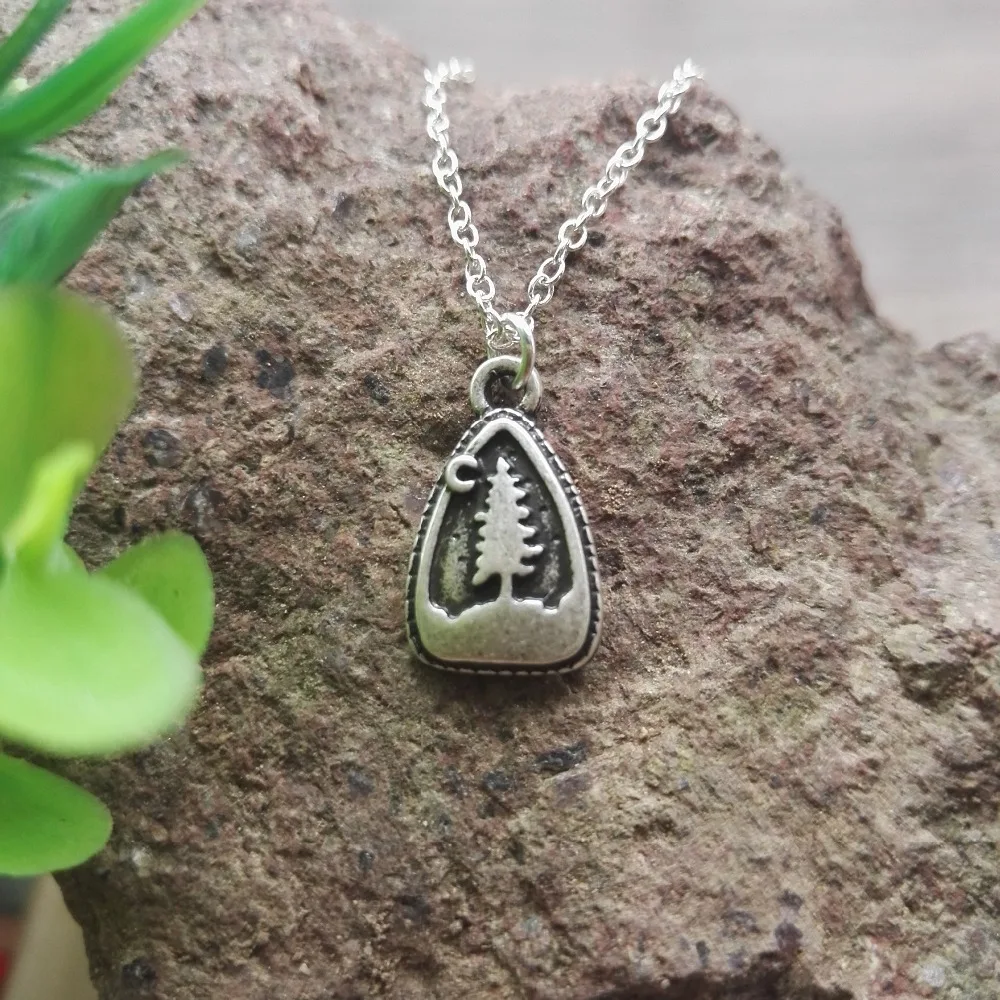 Кулон из сосны вечно зеленое дерево ожерелье полумесяц лесные деревья санлан|tree