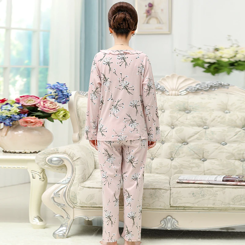 Новое поступление осень-зима 100% хлопок Цветочный Теплый Женский пижамный комплект с длинным рукавом Свободная удобная женская пижама от AliExpress RU&CIS NEW