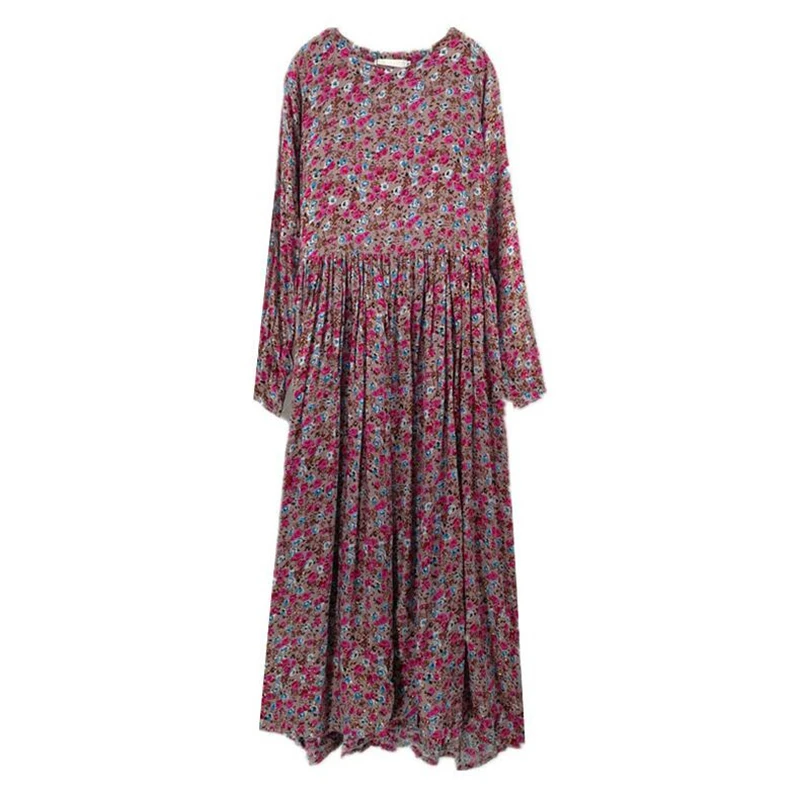 Женское длинное платье Boho из хлопка и льна с цветочным принтом большие размеры 6XL