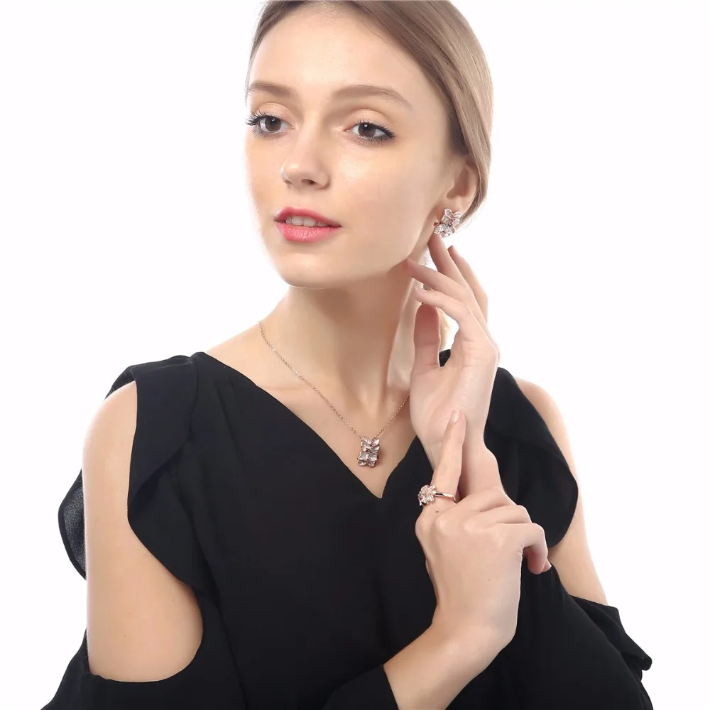 Королевское цветочное ожерелье, серьги, ювелирный набор, модные, свадебные, вечерние, золотой цвет, австрийский кристалл, кулон в форме листа, 84954