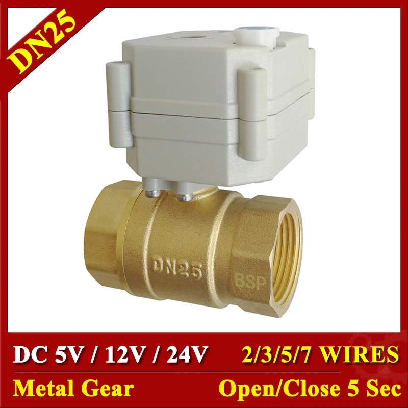 

DC5V 12V 24V Моторизованные клапаны с металлической шестерней Латунь 1 ''TF25-B2 Серия 2/3/5/7 Провода 2-ходовые электрические запорные клапаны DN25