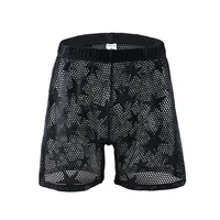 breathable boxers solid men cool underpant u convex design underwear mesh hollow out sexy boxer trunks low waist boxers